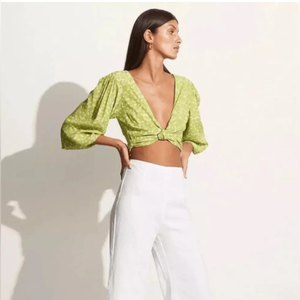 Faithfull the Brand Tianna Top Tiare Floral Print Wrap Tie Top size 2